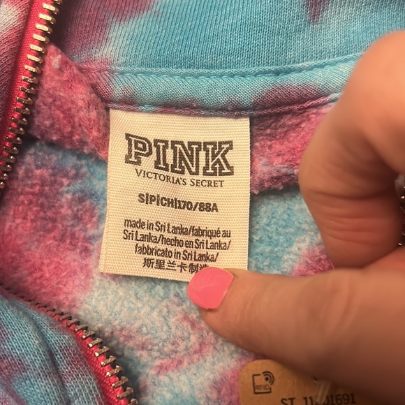 NWT Pink Victoria secret Tie Dye Zip up Sweater Size S - Picture 3 of 3